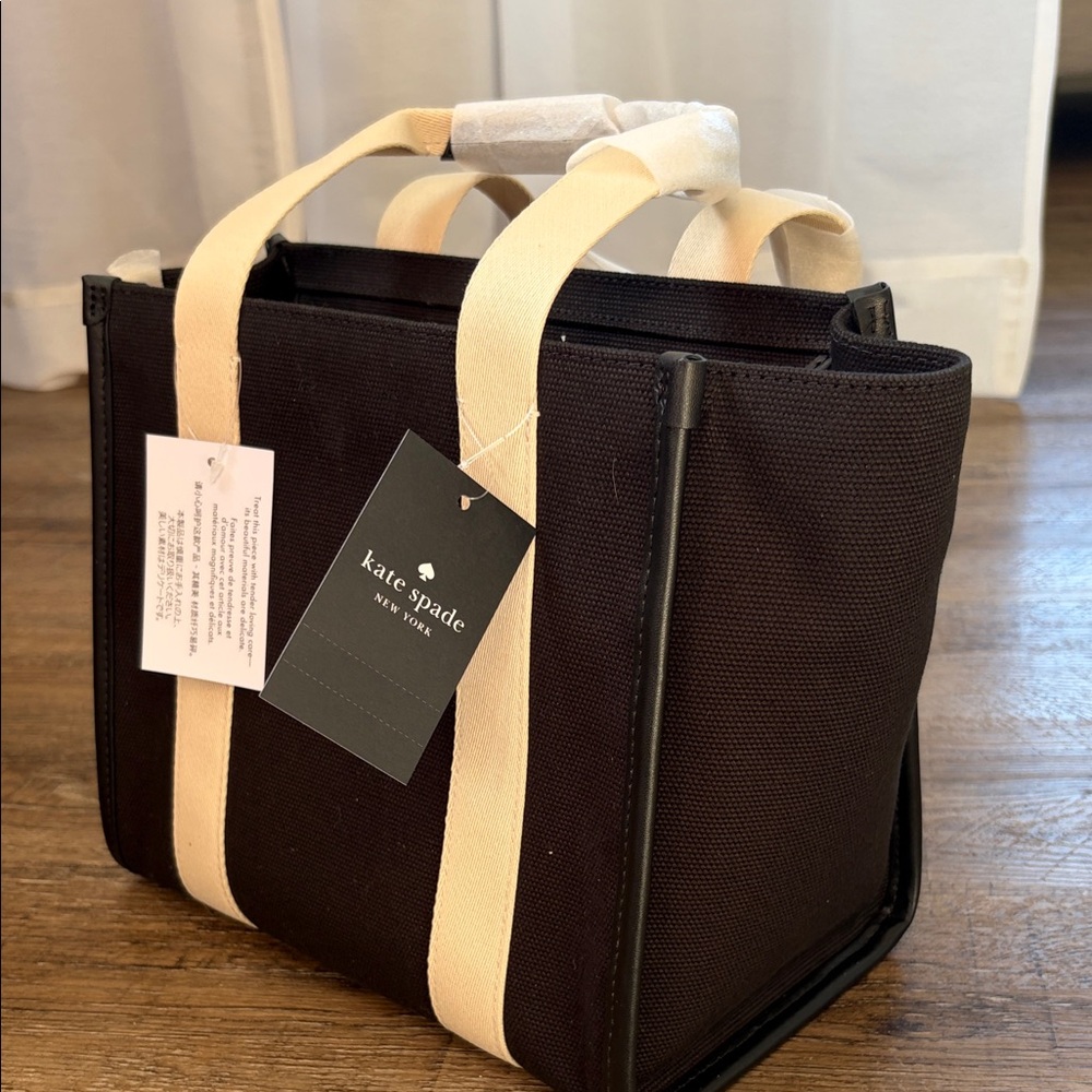 Kate Spade Black Tote with Tan Straps - Picture 2 of 5